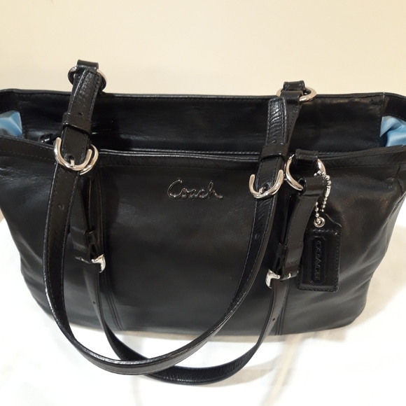 Black Leather Coach Handbag - Picture 3 of 8